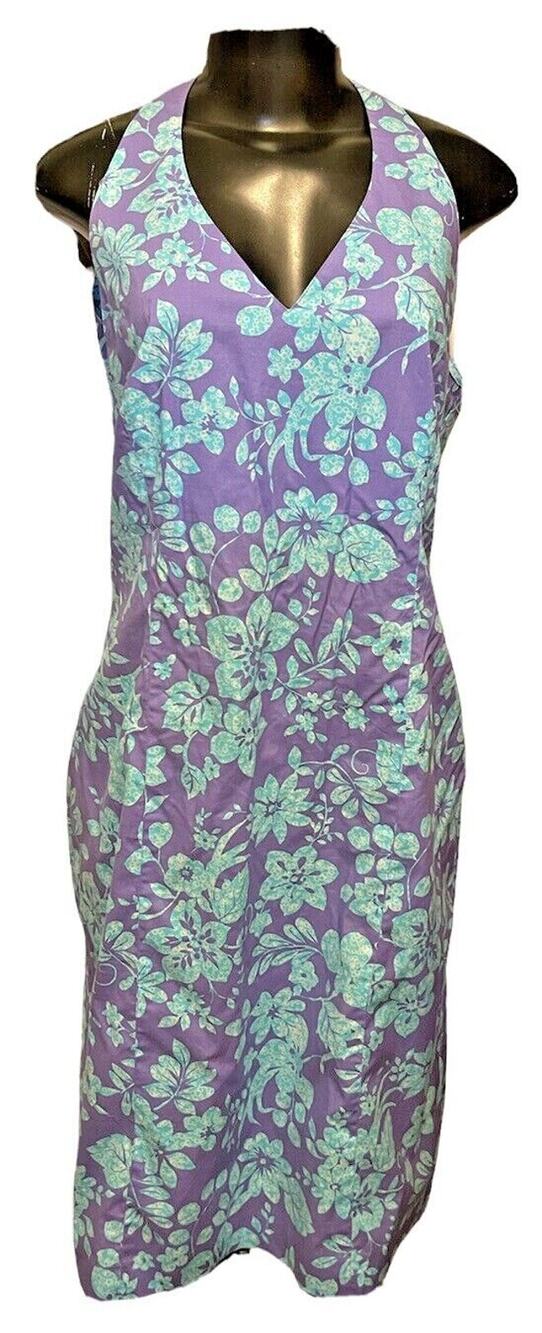 Size 16 Yves Cossette Depeche Mode Floral Sundress Purple Blue Zipper New